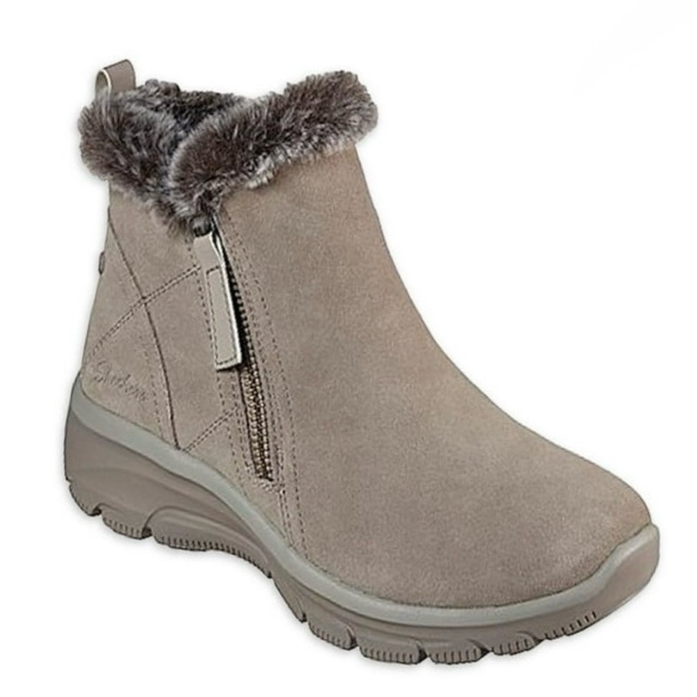 SKECHERS RELAXED FIT FAUX FUR ZIP BOOTS